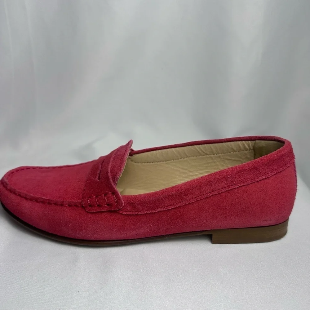J Crew Womens Suede Leather Fuchsia James Loafers Flats Shoes size 8